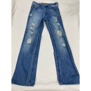 Parts Machine Clothing Co Distressed Straight Leg Blue Jeans women's 29W 32L Y2K